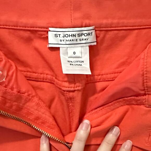 Vintage St. John Sport Marie Gray Coral Casual Pants sz US 8 High rise Wide leg - Picture 3 of 13